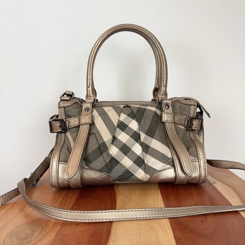 Pre-Owned Burberry Satchel Shimmer Nova Check Canvas - Picture 3 of 11